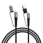 JUICE Title OJC3001 4 in 1 Up To 65W of Power Cable Extra Fast Connectivity | 1.2M Length with Comfort | Cotton Braiding Extra Tough Metal Shell Mold Premium Color (Black & Grey)