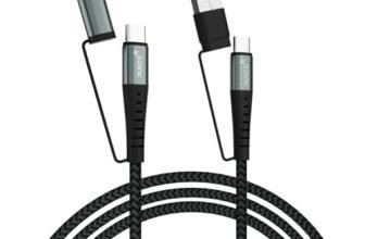 JUICE Title OJC3001 4 in 1 Up To 65W of Power Cable Extra Fast Connectivity | 1.2M Length with Comfort | Cotton Braiding Extra Tough Metal Shell Mold Premium Color (Black & Grey)