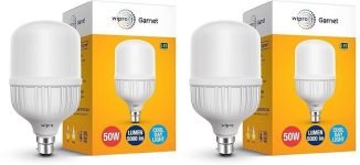 Wipro 50 W Basic Standard B22 LED Bulb(White, Pack of 2)