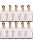 Rupa Jon Half Sleeves Vest for Men | 100% Cotton | Round Neck | Regular Fit | Pack of 10 White