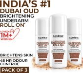 Aqueria Multi Active Underarm Roll On | 5.5% AHA BHA | Dubai Oud Fragrance Deodorant Roll-on  –  For Men & Women(150 ml, Pack of 3)