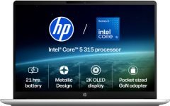 HP Omnibook 3 Next Gen AI PC, 2K OLED Intel Core 5 Series 3 315 – (12 GB/512 GB SSD/Windows 11 Home) 14-ht0242TU Laptop(14 inch, Glacier Silver Aluminum, 1.4 kg, With MS Office)