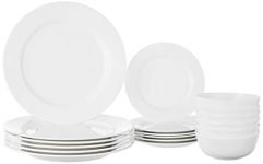 Amazon Brand – Solimo Ceramic Geometric Dinner Set( White ,18 Pieces )