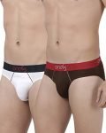 ONE8 by Virat Kohli Men’s Cotton Briefs (Pack of 2) (102D-WHITE/BROWN_White/Brown_Xx-Large_White& Brown_2XL)