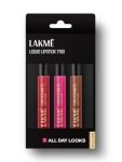 Lakme Liquid Lipstick Trio- All Day Looks, Forever Matte, Pack of 3, Light-weight, 16.8 ml