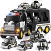 MiniExplorer 5 in 1 Police Trucks Boy Toys for 3-5 Year Old Toddlers – Toys for 3 4 5 6 7 Years Old Transport Vehicle Carrier Truck Sets Kids Boys & Girls