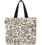 Keith Haring The Fun World of Tote Bag | Graphic Print, Black Handles