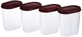 Amazon Brand – Solimo Set of 4 Grocery Jar (450 ml), Red