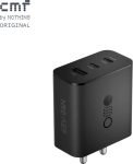 CMF by Nothing 65 W GaN 3 A Multi-pin Wall Charger for Mobile(Dark Grey)