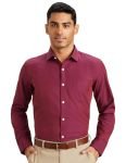 Amazon Brand – Symbol Men’s Cotton Rich Formal Shirt | Plain | Full Sleeve – Regular Fit (Available in Plus Size) (Navy/Maroon_39)