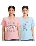 Amazon Brand – Symbol Women’s Cotton Stretch Regular Fit Round Neck Half Sleeve T-Shirt (Combo Pack of 2) (TS-1 Cont_Strawberry Pink & Sky Blue_XL)