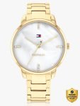 TOMMY HILFIGER Paige Tommy Hilfiger White MOP Dial Gold Stainless Steel Strap Analog Watch  – For Women