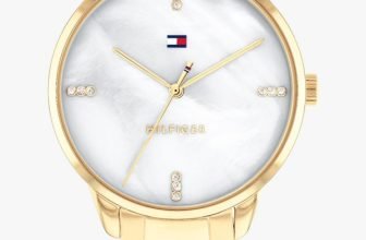 TOMMY HILFIGER Paige Tommy Hilfiger White MOP Dial Gold Stainless Steel Strap Analog Watch  – For Women