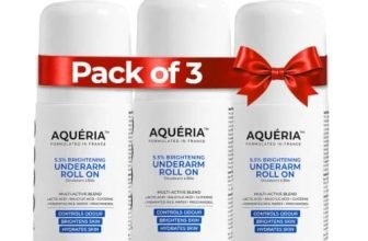 Aqueria Pack of 3 Underarm Brightening Roll-On for Men & Women | Brightens Dark Underarms & Reduces Pigmentation | Lactic Acid, Fermented Rice Water & Glycerine | Brightens Underarms, Helps Even Skin Tone, Controls Body Odour & Keeps Skin Fresh | Fresh Fragrance | (50ml x 3)