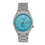ALBA AL4321X1 Automatic Analog Watch for Men | Ice Blue Patterned Dial | Japanese Automatic Y676 Movement | Stainless Steel Bracelet | Day & Date Display | 10 BAR Water Resistant | Mineral Crystal | See-Through Case Back