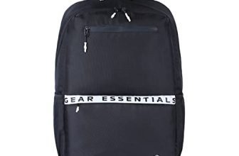 Gear LOGI-Q 27L Medium Water Resistant 5 Compartment Laptop Backpack/Backpack/Office Bag with Trolley Sleeve for Men/Women (Black-White)