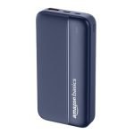 Amazon Basics 20000 mAh Power Bank | 22.5W Fast Charging | Dual Output & Input | Charge 3 Devices Simultaneously | for Smartphones, TWS Earbuds, Speakers, Tablets (Dark Blue), Micro USB Input