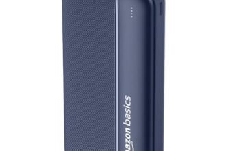 Amazon Basics 20000 mAh Power Bank | 22.5W Fast Charging | Dual Output & Input | Charge 3 Devices Simultaneously | for Smartphones, TWS Earbuds, Speakers, Tablets (Dark Blue), Micro USB Input