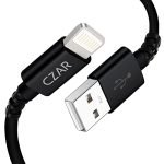 Czartech USB Data Sync & Fast Charging Cable Compatible with i-Phone, i-Pad Air, i-Pad Mini (1 Meter, Pack of 1) – (Black)