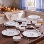 La Opala Classique Opalware Dinner Set, 53 Pcs, Family of 8, Blue Mystique