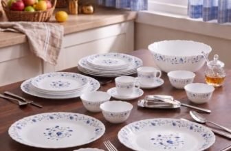 La Opala Classique Opalware Dinner Set, 53 Pcs, Family of 8, Blue Mystique