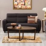 Home Centre | Helios Emily 3-Seater Fabric Sofa | Sofa for Living Room | Solid Wood | Rich Brown | 1 Year Warranty