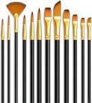 Eclet Craft 12-Piece Paint Brush Set – Professional Round Pointed Nylon Hair Brushes for Acrylic, Watercolor & Oil Painting (Basic Model)