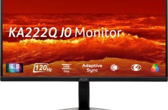 Acer KA222Q J0 54.61 cm (22 inch) Full HD LED Backlit IPS Panel with sRGB 99%,ZeroFrame, HDMI + VGA, Eye Care, Tilt Adjustable Monitor (KA222Q J0bi)(Adaptive Sync, Response Time: 1 ms, 120 Hz Refresh Rate)