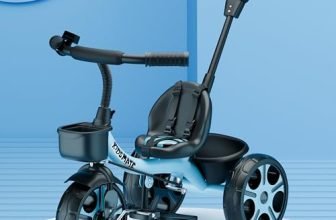 Kidsmate Junior Tricycle for Kids with Parental Control | Cycle for Kids 1-4 Years | Baby Cycle | Bicycle with Storage Basket, Cushion Seat and Seat Belt Carrying Capacity 30 Kgs (Blue)