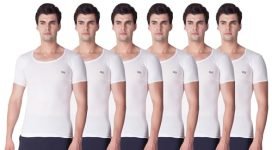 LUX VENUS Vest for Men White 100% Cotton 6-Piece Set – Size 80, with Elegant Design