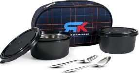 RK Luxury Series of Lunch Box Come with Microwave Containers, Chapati Box & Cutlery 2 Containers Stainless Steel Office Lunch Box(450 ml, Microwave Safe)