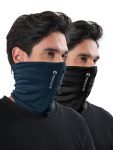 Freecultr Unisex Bamboo Bandana, Anti Microbial Super Soft & Comfort Fit, Breathable Multipurpose Headband, Face Mask for Dust Protection and Sun – Plain Pack of 2-Black,Sapphire Blue