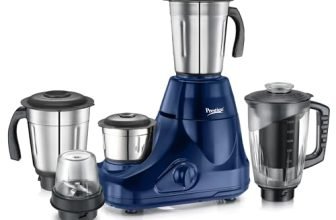 Prestige Astra 750 Watt Mixer Grinder with 5 Jars (3 Stainless Steel + 1 Juicer + 1 Mix-O-Keep) | Space-Saving Stacking Design | Blue | 2Y Warranty | ISI Certified