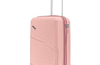 LAttitude By Provogue Meridian Cabin Suitcase 55 cm 20 inch Polypropylene Hard Trolley, 8 Spinner Wheels, 2-Pocket Convipack, Recessed Number Lock, Carry-On for Men & Women Blossom Pink/Megenta Pink