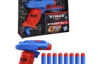 Nerf Alpha Strike Stinger SD-1 Blaster, Single-Fire, Pull-Back Priming Handle 8 Official Elite Darts Easy Load-Prime-Fire, Multicolor