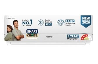 Voltas 1.5 ton 3 star, New star rated, Inverter Split AC (Copper, Convertible 5-in-1 Cooling Mode, 2-Way Air Swing, Anti-dust Filter with Anti Microbial Coating, 183INV CAV-1, 2026 Model, White)
