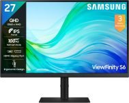Samsung ViewFinity S6 68.4 cm (27 inch) Quad HD LED Backlit IPS Panel 300nits, 2K Monitor, Ports-HDMIX2,DP,Headphone, Height-Tilt-Pivot Adjustable Stand Monitor (LS27F610EAWXXL)(Response Time: 5 ms, 100 Hz Refresh Rate)