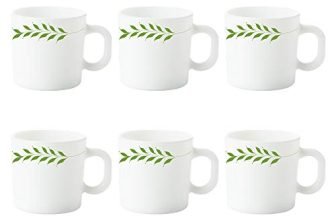 Larah by BOROSIL Botanica Opalware Mug Set (White) – 6-Pieces