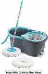 ELINOR PLASTIC SPINNER BUCKET MOP 360 REVOLVING CLEANING MOP WITH 2 MICROFIBER REFILL Mop Set(Multicolor)