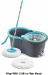 ELINOR PLASTIC SPINNER BUCKET MOP 360 REVOLVING CLEANING MOP WITH 2 MICROFIBER REFILL Mop Set(Multicolor)