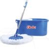 Gala Aqua Spin Mop with Bucket & 2 Microfiber Refills | Hands-Free Floor Cleaning Mop with 4 Wheels, Big Bucket, Easy Wring System & Adjustable Stainless Steel Handle (White & Blue)