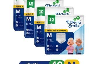 Elderly Smile Super Absorbent Premium Pull Up Pants | Waist Size (24″-44″) | Pack of 4 Adult Diapers – M(40 Pieces)