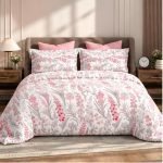 Bombay Dyeing Florentine Floral Pink Super King Size Bedsheet Set (3 Pc)