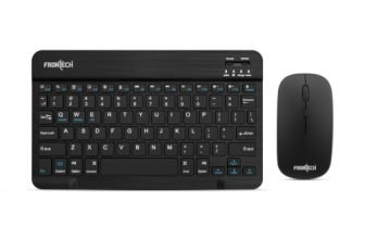 Frontech Wireless Mini Keyboard & Mouse Combo, Bluetooth 5.2, 78 Keys, 1600 DPI Mouse, Rechargeable Battery, Type-C Charging, 10m Range, Slim Compact Design, 1 Years Warranty, Black (FT-1603C)