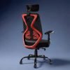 CELLBELL C190 Berlin Office Chair, High Back Mesh Ergonomic Home Office Desk Chair (Red – Black)