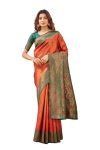 AG Clothing Women’s Kanjivaram Soft Silk Saree For Wedding Banarasi Style Sari With Blouse Piece (Dollar-GreenOrange)