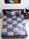Bombay Dyeing Microfiber Queen Flat 144 TC Floral 1 Bedsheet with 2 Pillow Covers(Dark Grey)