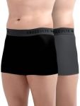 Freecultr Men’s Underwear Micromodal Airsoft Trunk Comfortable – Sweat Proof, Non-Itch, No Chafing, Ultra Soft & Breathable Fabric – Size M Pack of 2-Ash Grey,Pot Black