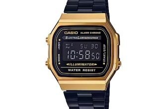 Casio Unisex Vintage A168WEGB-1BDF Black Digital Dial Black Stainless Steel Band D148