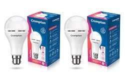 Crompton 12W Emergency LED Bulb Cool Day Light | Pack of 2 | Backup Lamp, Inverter Bulb for home | Rechargeable, 4 Hour Battery Back Up | B22 Base, Durable Design with Surge Protection